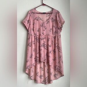 torrid Pink Floral Blouse with Black Print